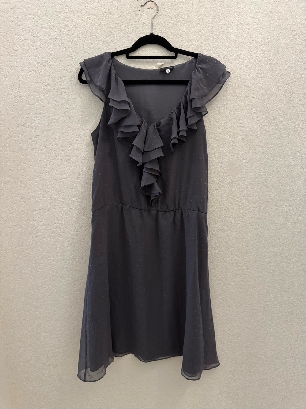 A Pea in the Pod Charcoal Gray Ruffled Sleeveless Mini Dress